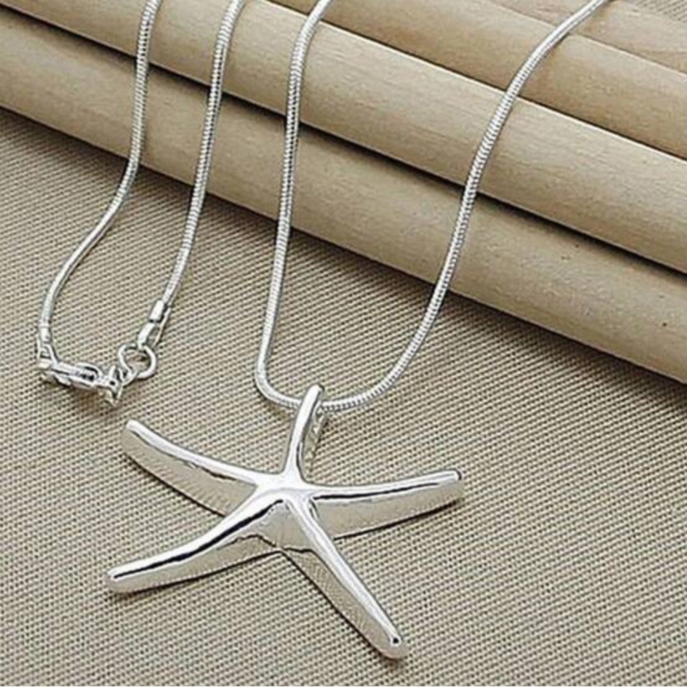 Sterling Silver Starfish Necklace 20” Chain